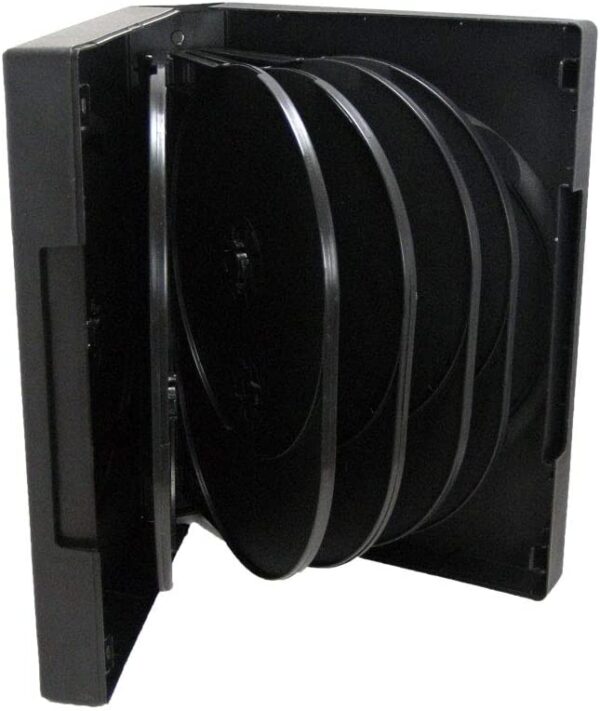 Maxtek Black 12 Disc DVD Cases with 5 Flip Trays and Outter Clear Sleeve, 10 Pack